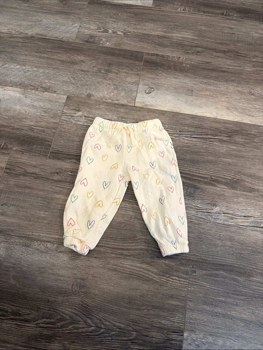 Old Navy Cream Heart-Print Elastic Waist Kids Pants